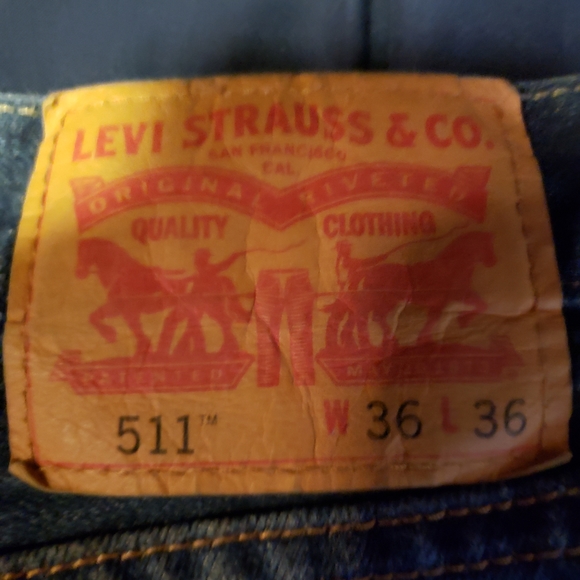 mens levis 511 36×36 dark wash distressed jeans - Picture 3 of 3